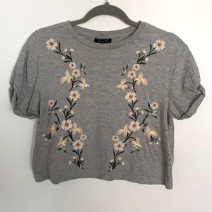 Topshop embroidered crop top tee, size 6